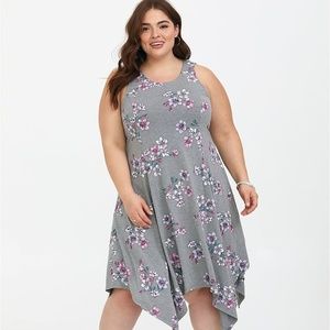 Grey Floral Jersey Dress - Torrid brand Size 2